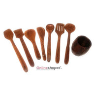 Wooden Kitchen Spoon Set of 8 with Barrel Shaped Stand - single spoon detail
