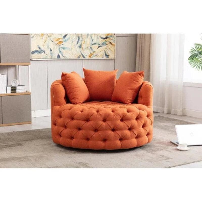 Madera Handmade Wide Tufted Barrel Arm Chair - WoodenTwist