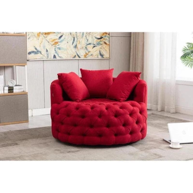 Madera Handmade Wide Tufted Barrel Arm Chair - WoodenTwist
