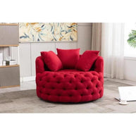 Madera Handmade Wide Tufted Barrel Arm Chair - WoodenTwist