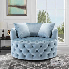 Madera Handmade Wide Tufted Barrel Arm Chair - WoodenTwist