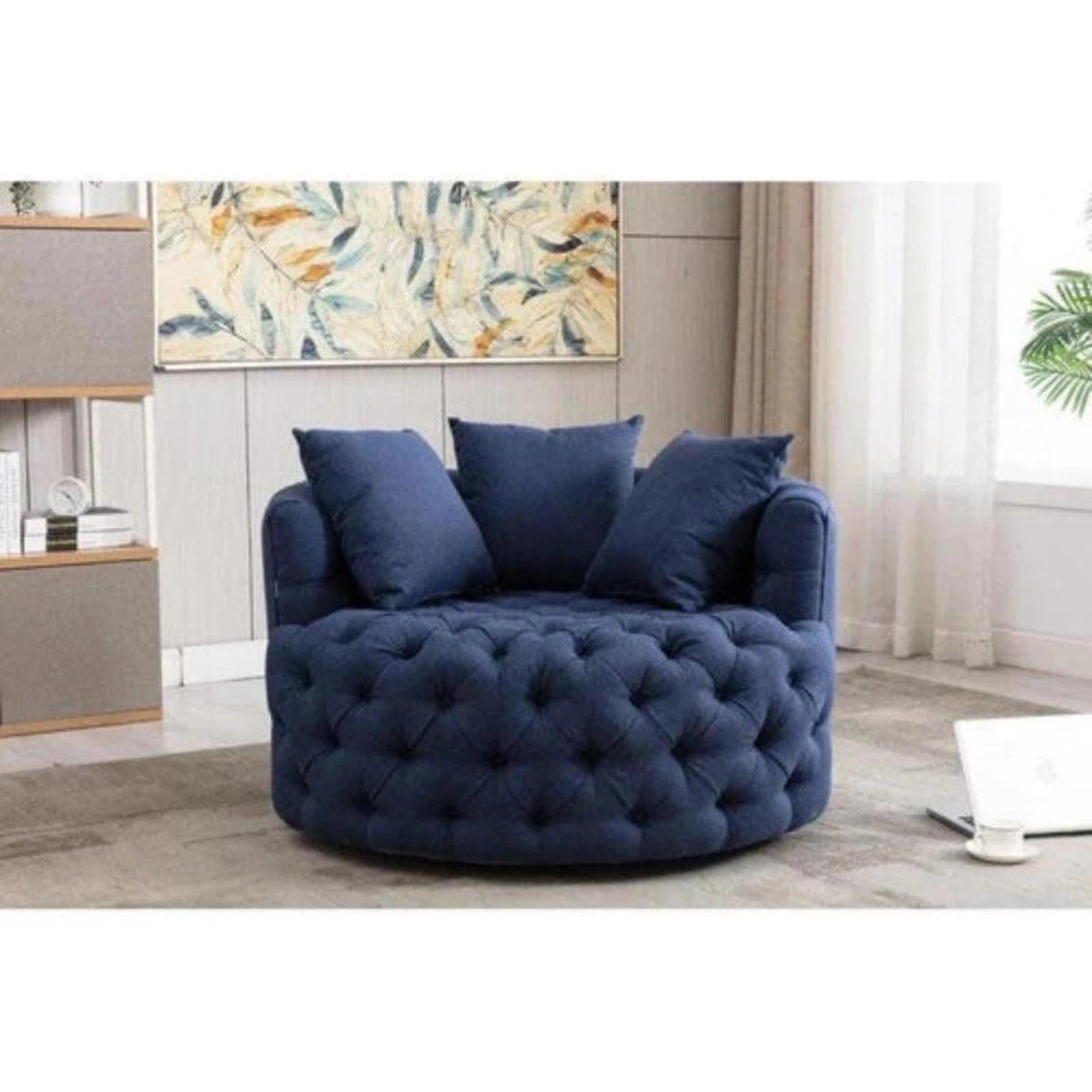 Madera Handmade Wide Tufted Barrel Arm Chair - WoodenTwist