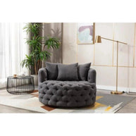 Madera Handmade Wide Tufted Barrel Arm Chair - WoodenTwist