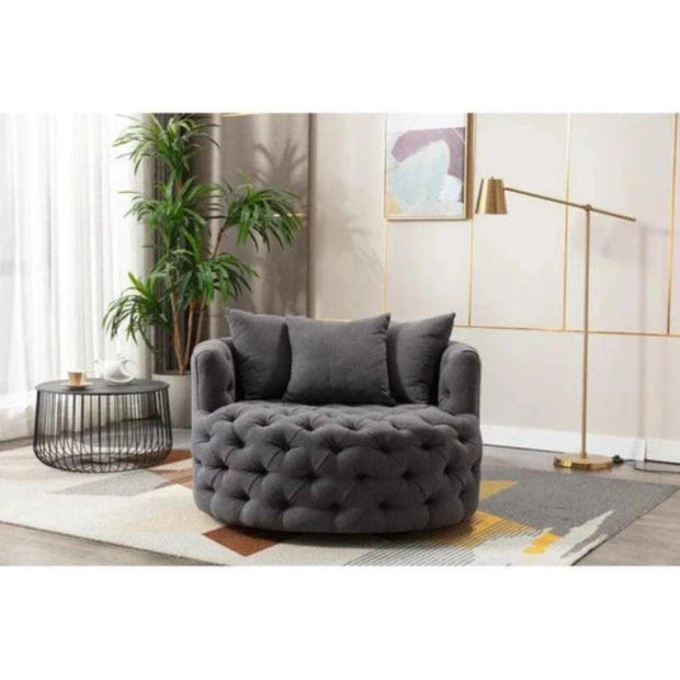 Madera Handmade Wide Tufted Barrel Arm Chair - WoodenTwist