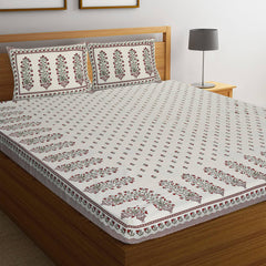 Rajasthani Jaipuri Cotton Block Print Double Bedsheets with 2 Pillow Covers - WoodenTwist