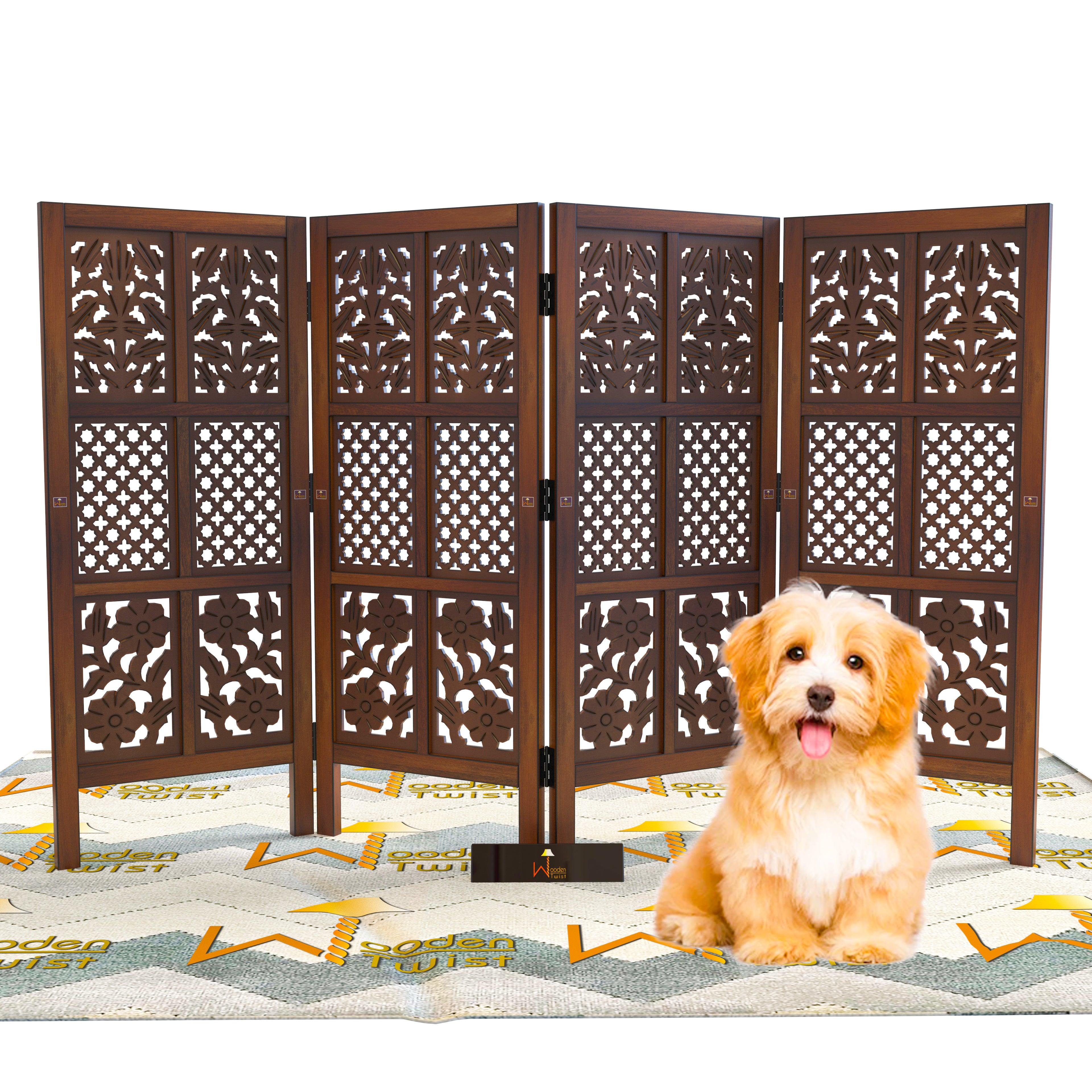 Pet Safety Gate Dogs Room Divider Separator Wooden Partition - WoodenTwist