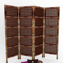 Premium Elegant Solid Wood Room Divider/Separator/Wooden Partition 4 Panels - WoodenTwist