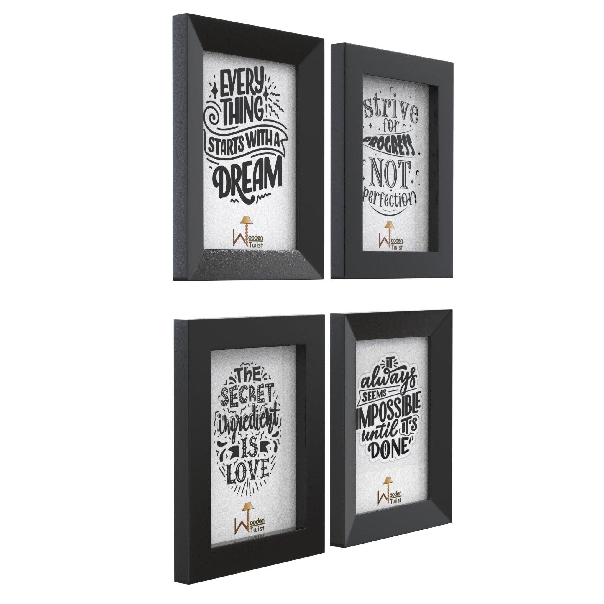 Motivational And Inspiring Quotes Wooden Wall Photo Frame For Gifts Home Decorative Office (Set of 4) - WoodenTwist