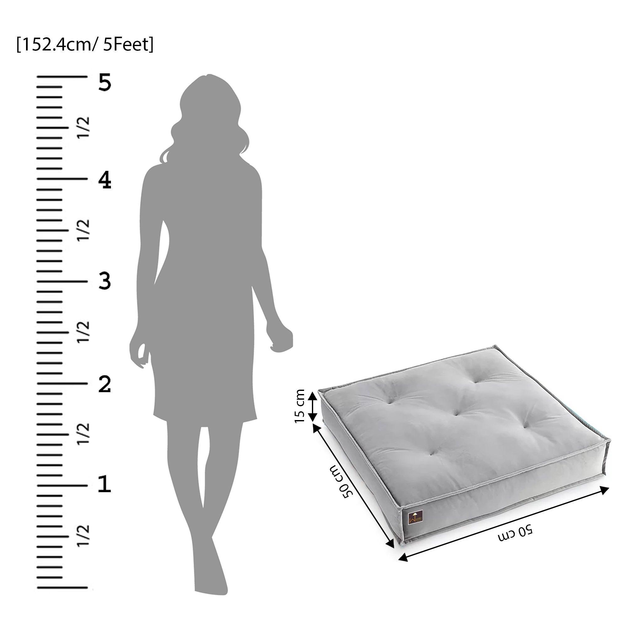 Fabrahome Square Shape Floor Pillow Comfort for Seating Pack of 1 (Light Gray) - WoodenTwist