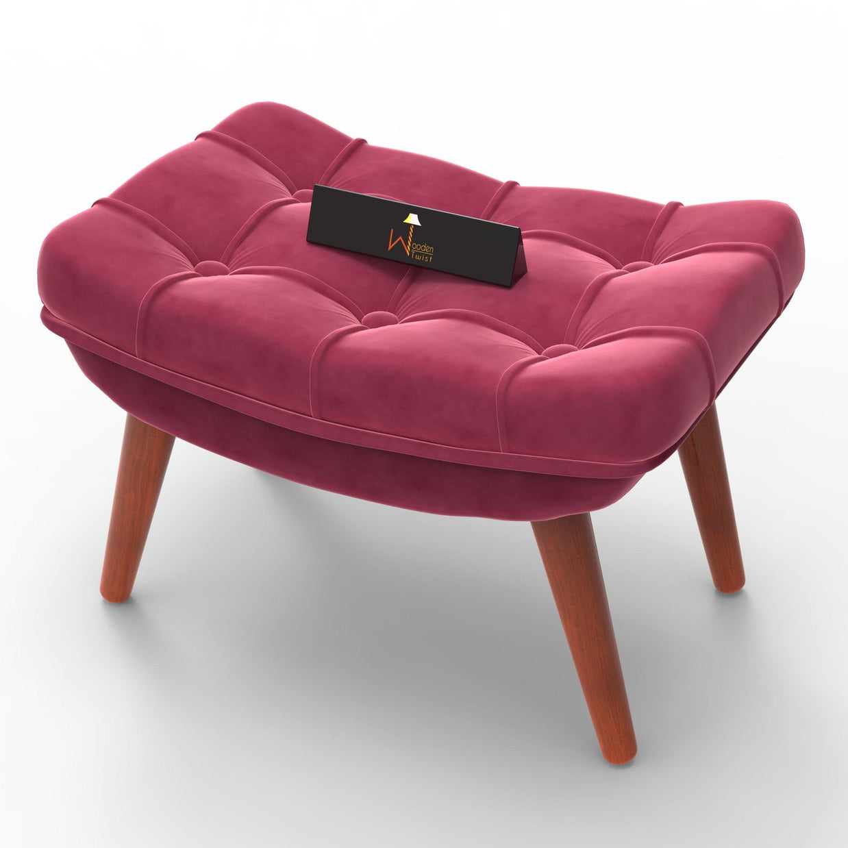 Stool for Living Room Soft Fabric Comfortable Cushion Ottoman Footrest - WoodenTwist