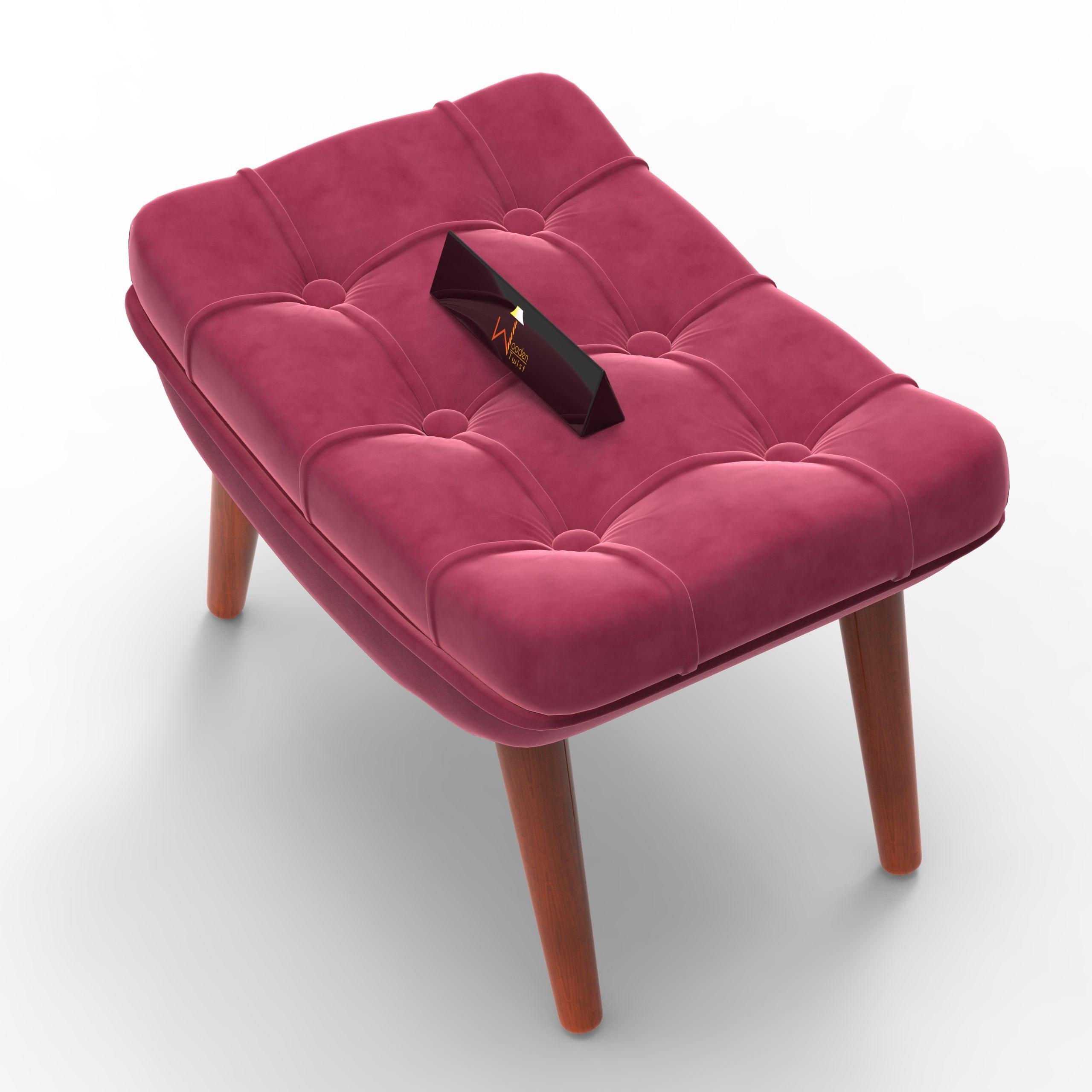 Stool for Living Room Soft Fabric Comfortable Cushion Ottoman Footrest - WoodenTwist