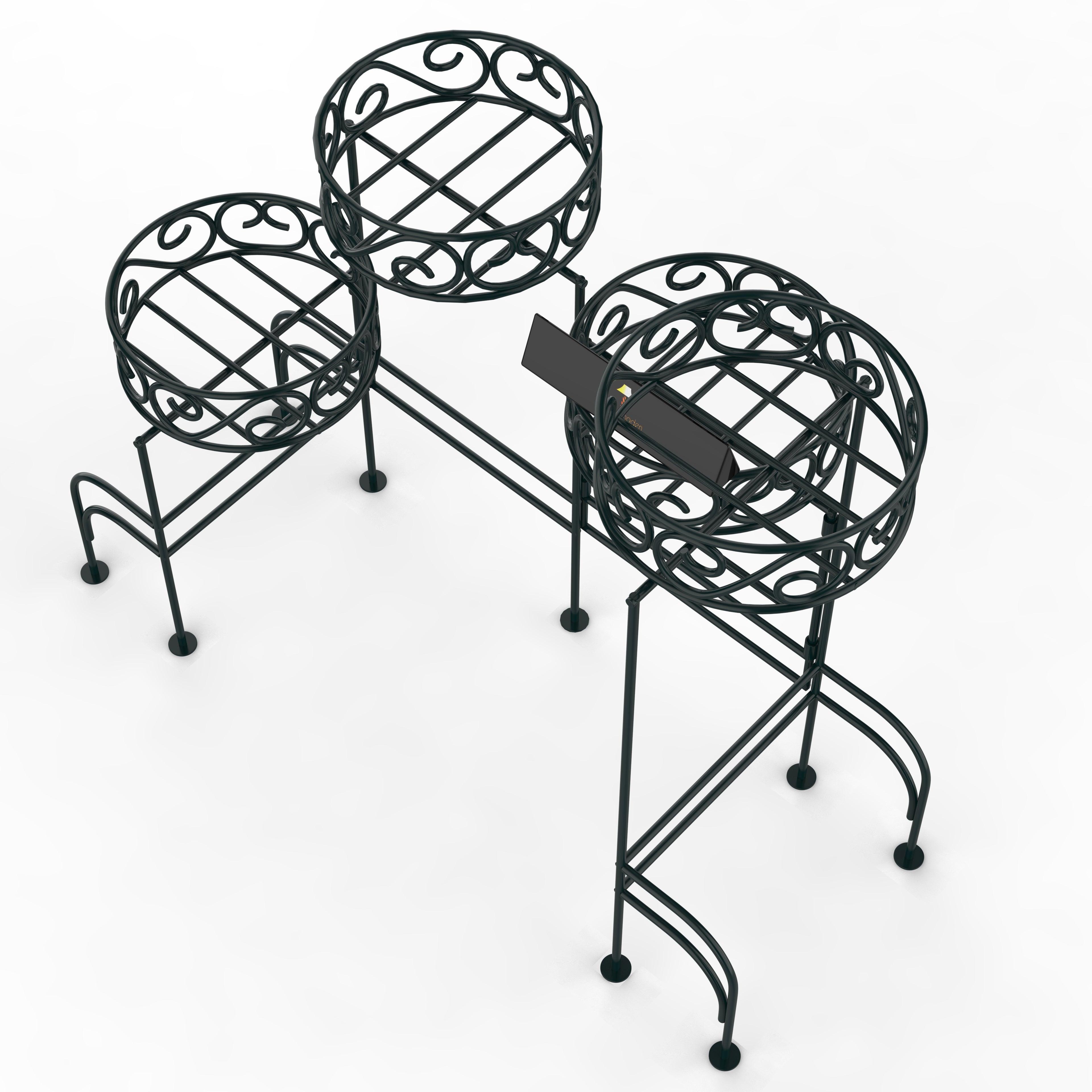 Modern Design Four-Tier Planter Stand Wrought Iron (Black) - WoodenTwist