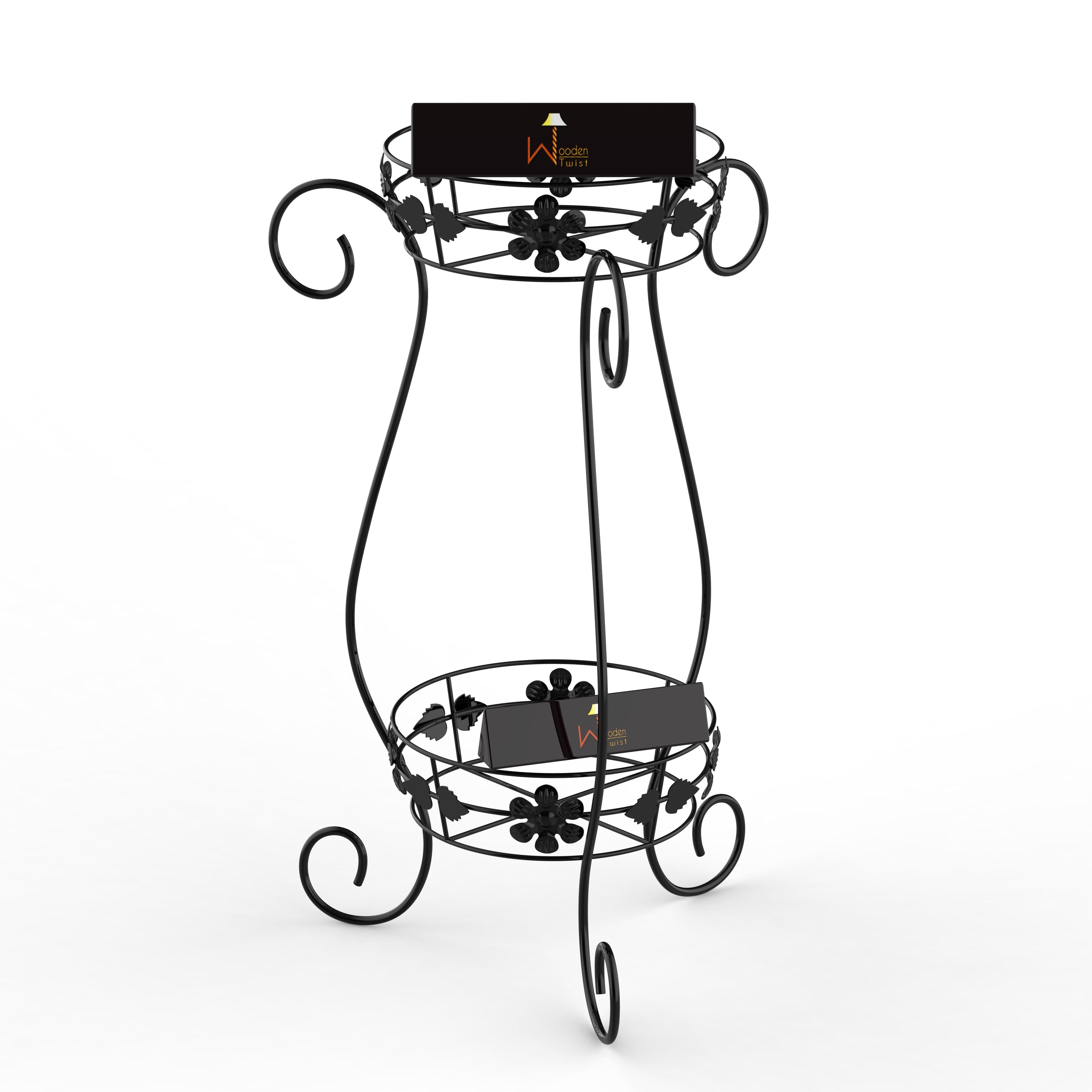 Metal Flower Pot Stand‎ (Black) - WoodenTwist