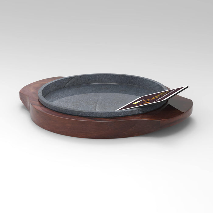 Large Sized Sizzler Serving Platter With Wooden Base in Premium Sheesham wood - WoodenTwist