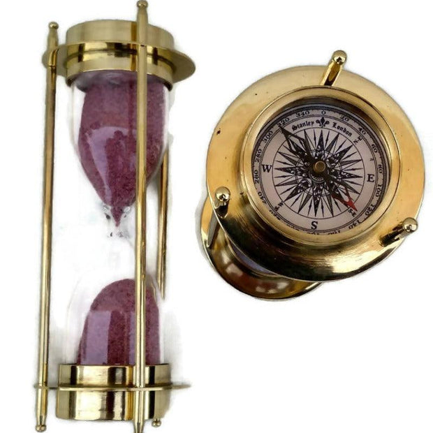 5 Minutes Brass Sand Timer Hourglass Timer - WoodenTwist