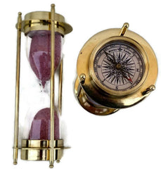 5 Minutes Brass Sand Timer Hourglass Timer - WoodenTwist