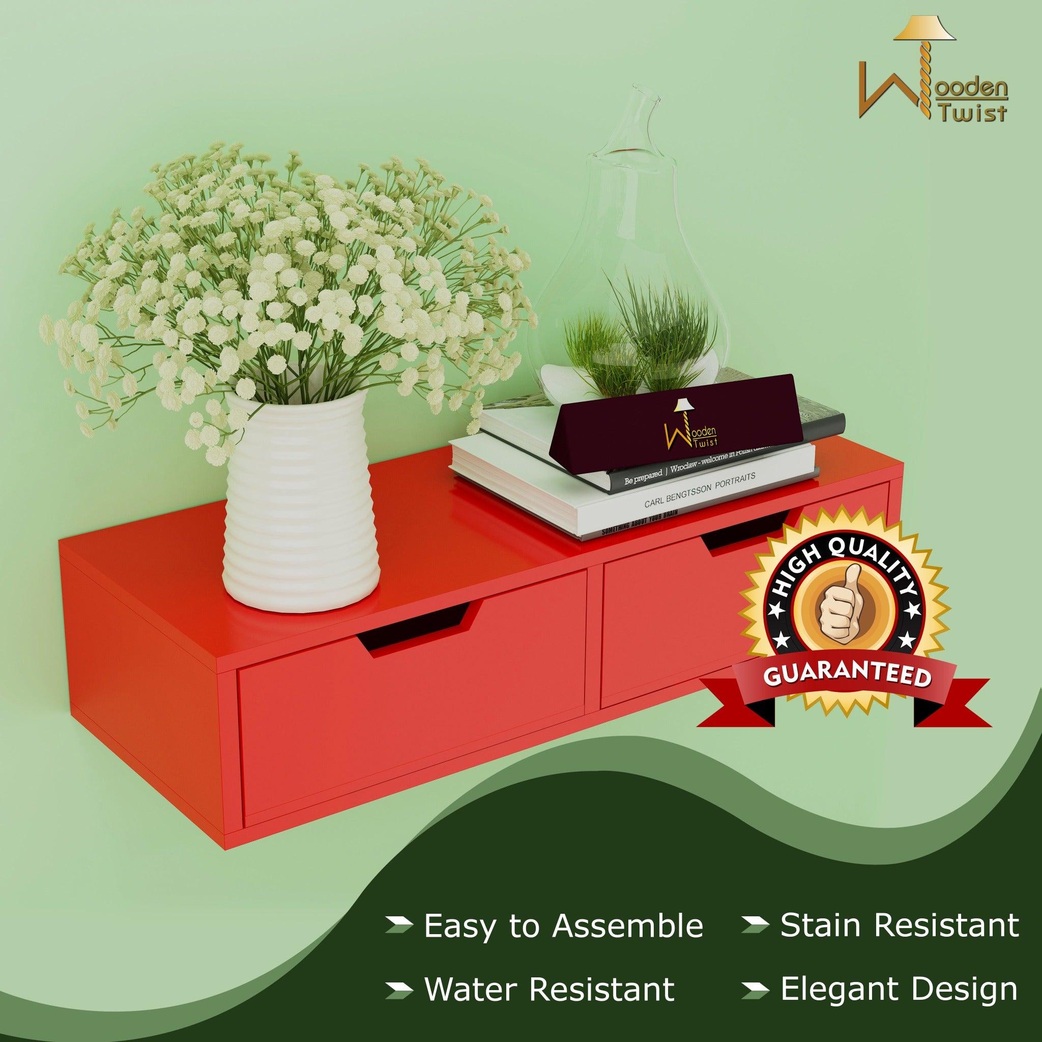 Exclusively Launched Engineered Wood Wall Shelf with Drawer - WoodenTwist