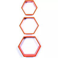 Hexagonal Shape Wooden Floating Wall Shelves Set of 3 - WoodenTwist