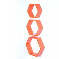 Hexagonal Shape Wooden Floating Wall Shelves Set of 3 - WoodenTwist