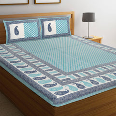 Rajasthani Jaipuri Cotton Block Print Double Bedsheets with 2 Pillow Covers - WoodenTwist