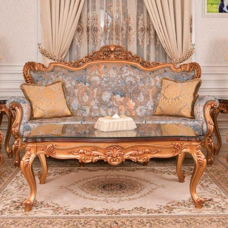 Classic Carved Sofa Set with Table in Premium Finish ( Maharaja Sofa ) - WoodenTwist