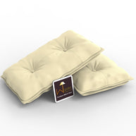 Fabrahome Button Tufted Rectangular Fiber Pillow Set of 2 ( Beige ) - WoodenTwist