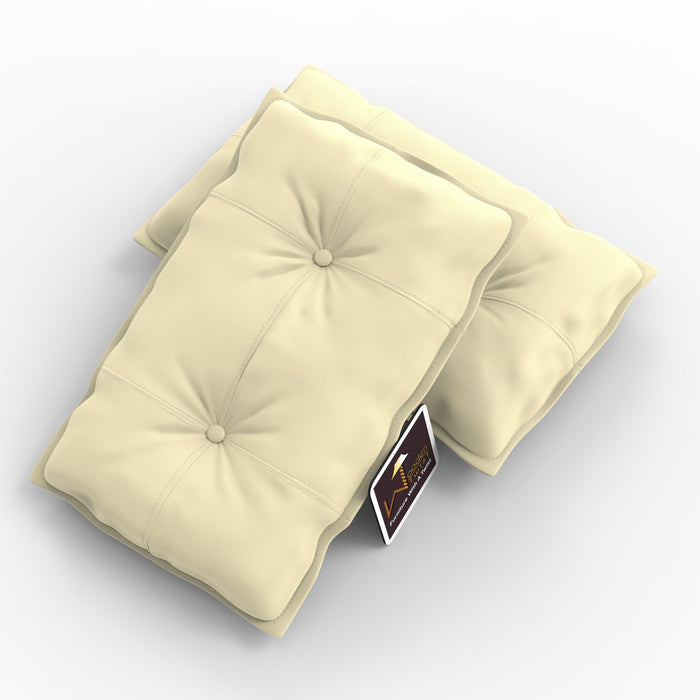 Fabrahome Button Tufted Rectangular Fiber Pillow Set of 2 ( Beige ) - WoodenTwist