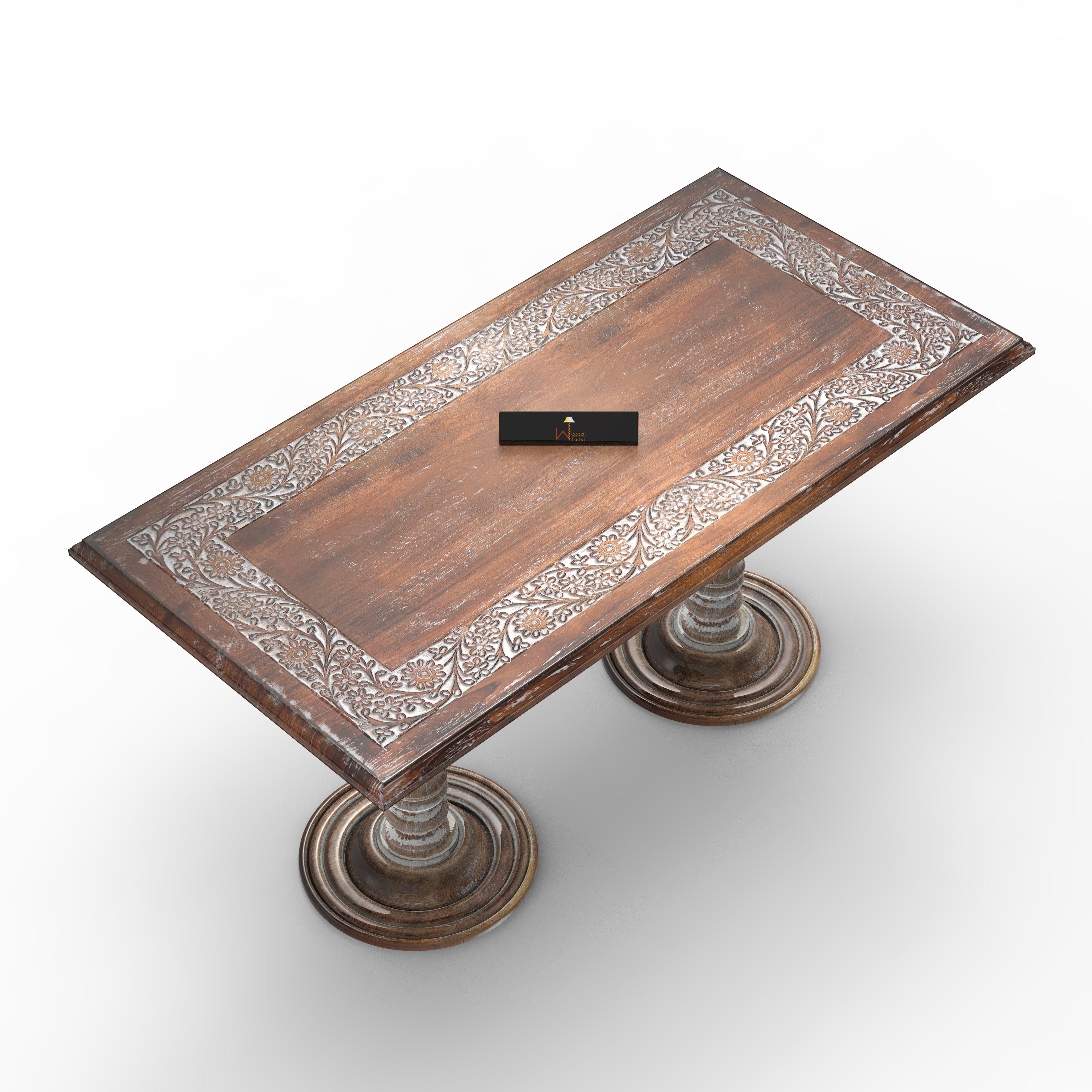 Wooden Twist Sculpte Hand Carved Solid Wood Coffee Table - WoodenTwist