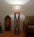 Remy Wooden Floor Lamp with Brown Base and Beige Fabric Lampshade - WoodenTwist
