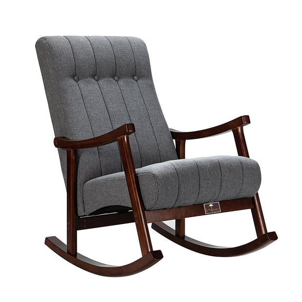 Risco Rocking Chair With Button Tufted Back ( Grey ) - WoodenTwist