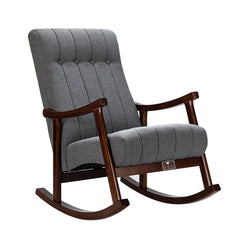 Risco Rocking Chair With Button Tufted Back ( Grey ) - WoodenTwist