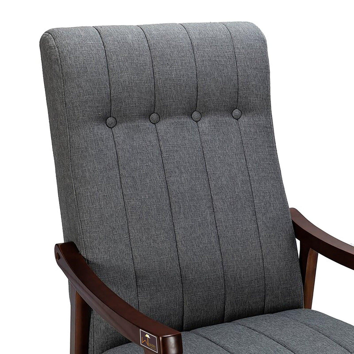 Risco Rocking Chair With Button Tufted Back ( Grey ) - WoodenTwist