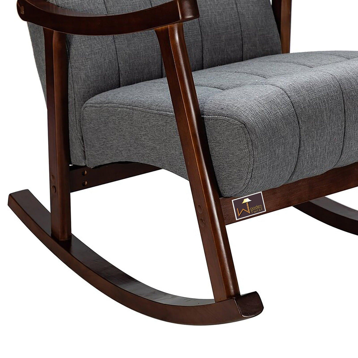 Risco Rocking Chair With Button Tufted Back ( Grey ) - WoodenTwist