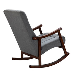 Risco Rocking Chair With Button Tufted Back ( Grey ) - WoodenTwist