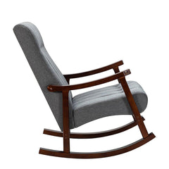 Risco Rocking Chair With Button Tufted Back ( Grey ) - WoodenTwist
