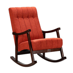 Risco Rocking Chair With Button Tufted Back (Red) - WoodenTwist