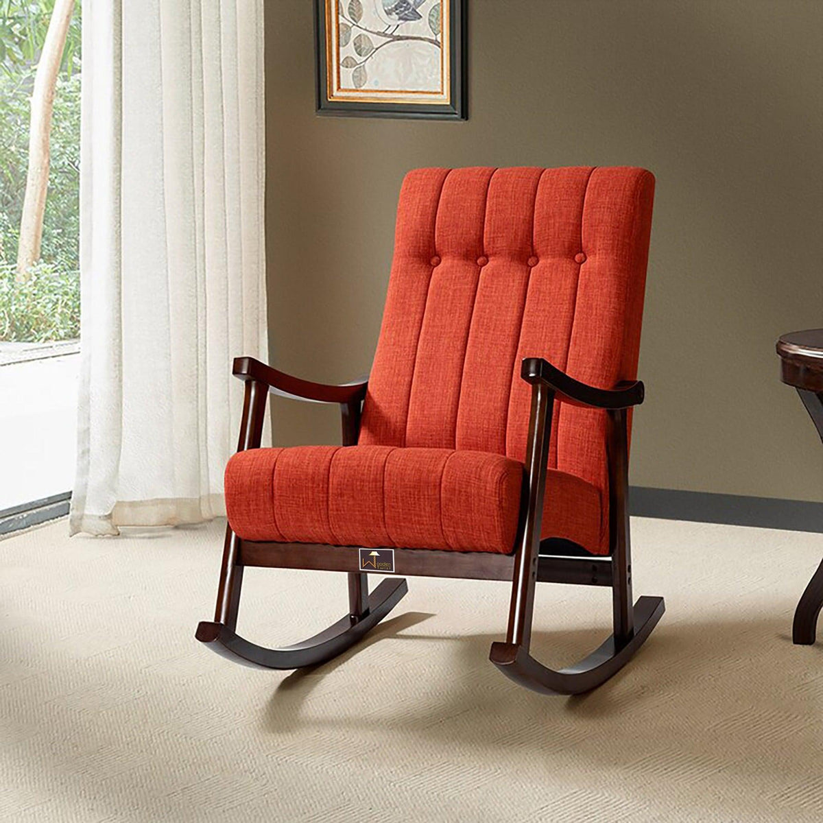 Risco Button-Tufted Rocking Chair in Red