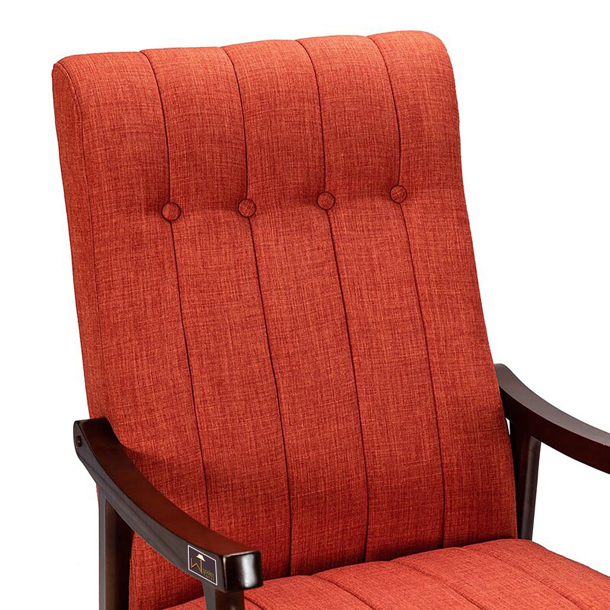 Risco Rocking Chair With Button Tufted Back (Red) - WoodenTwist
