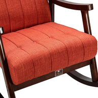 Risco Rocking Chair With Button Tufted Back (Red) - WoodenTwist