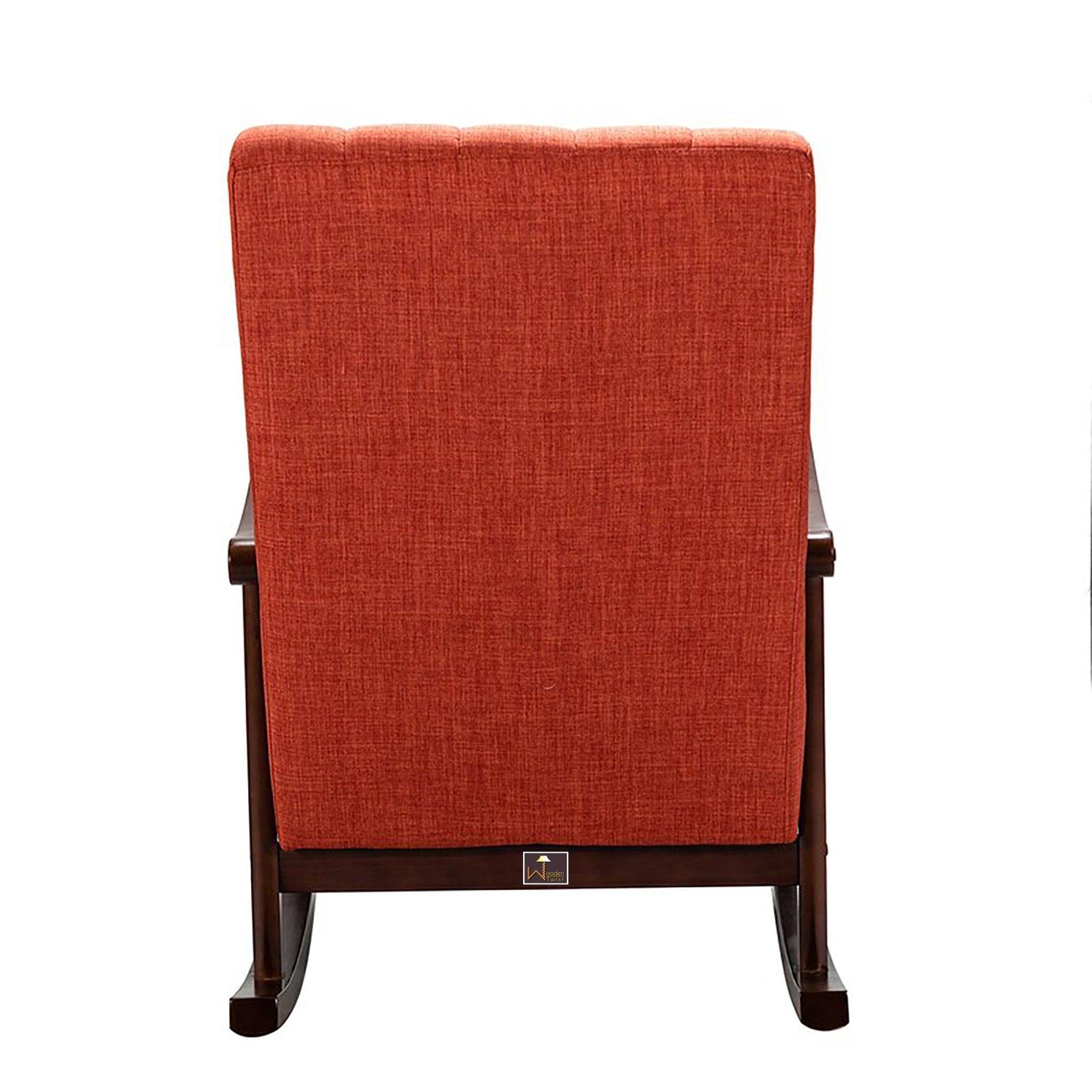 Risco Rocking Chair With Button Tufted Back (Red) - WoodenTwist