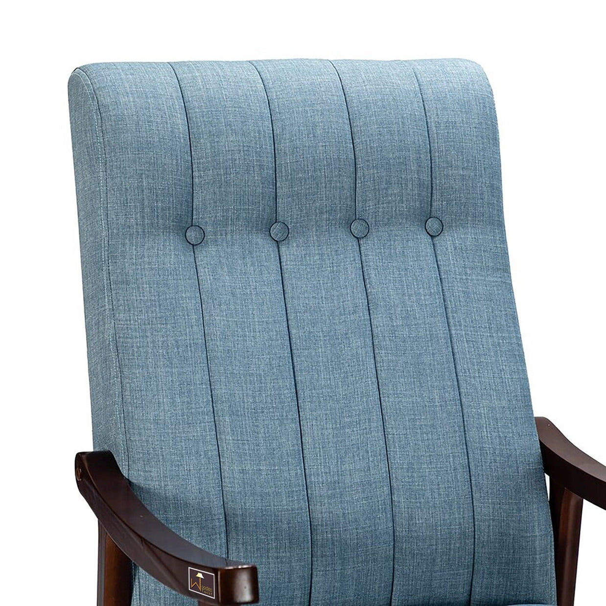 Risco Rocking Chair With Button Tufted Back (Blue) - WoodenTwist