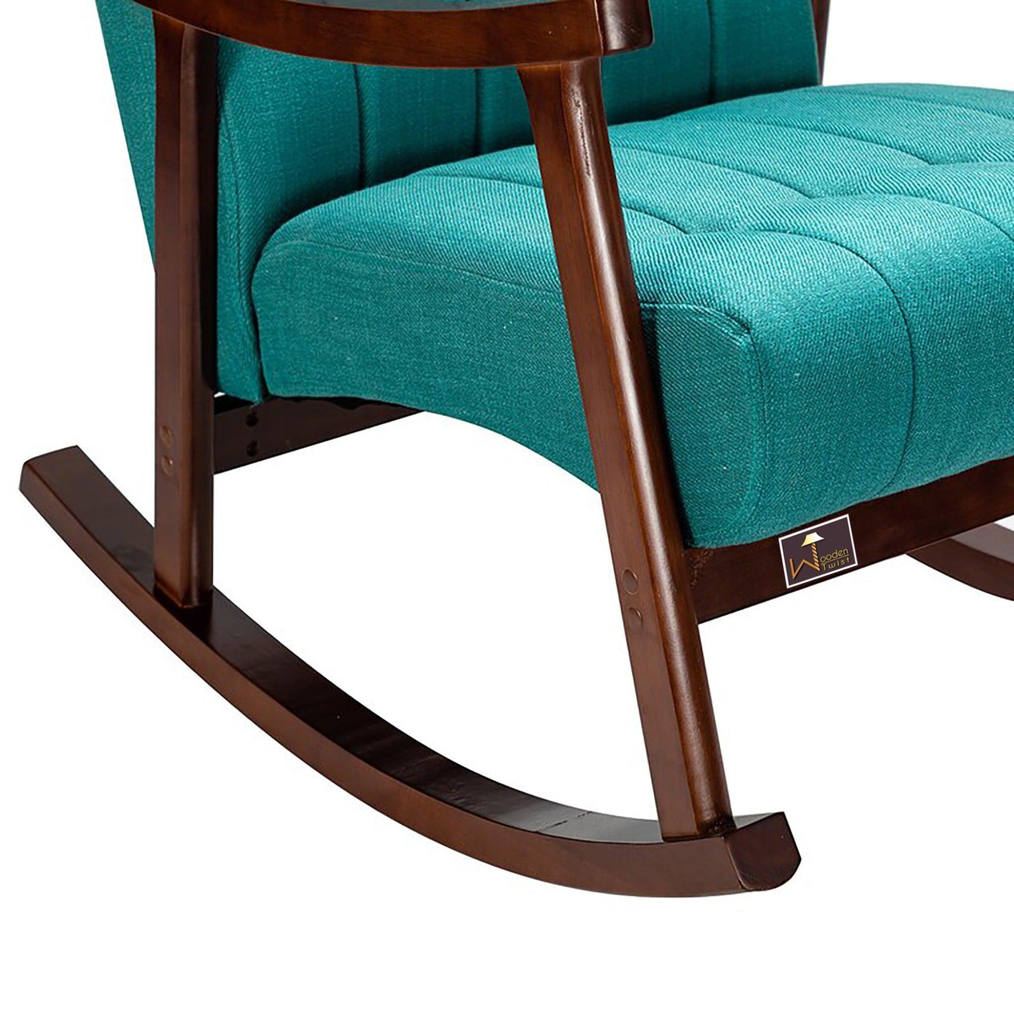 Risco Rocking Chair With Button Tufted Back (Teal) - WoodenTwist