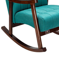 Risco Rocking Chair With Button Tufted Back (Teal) - WoodenTwist