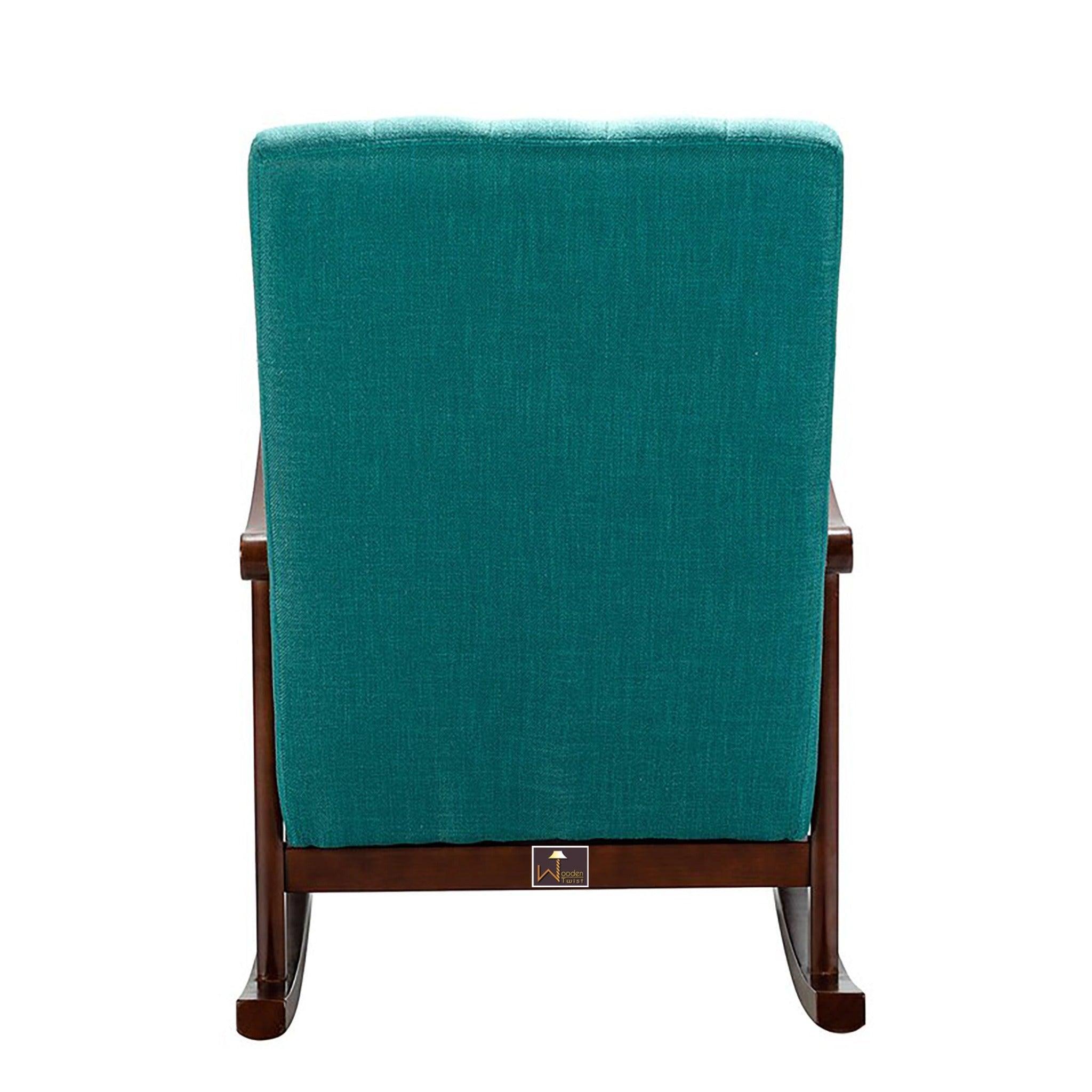 Risco Rocking Chair With Button Tufted Back (Teal) - WoodenTwist