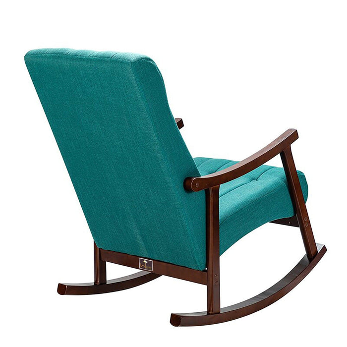 Risco Rocking Chair With Button Tufted Back (Teal) - WoodenTwist