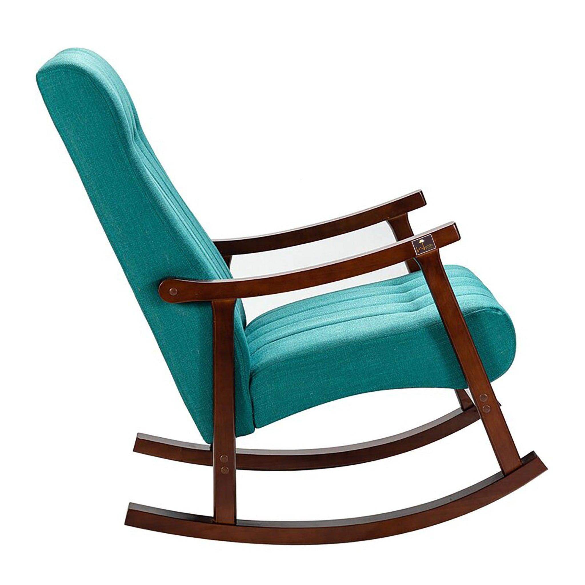 Risco Rocking Chair With Button Tufted Back (Teal) - WoodenTwist