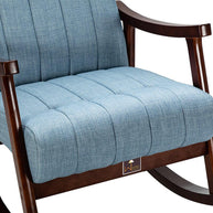 Risco Rocking Chair With Button Tufted Back (Blue) - WoodenTwist