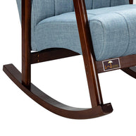 Risco Rocking Chair With Button Tufted Back (Blue) - WoodenTwist