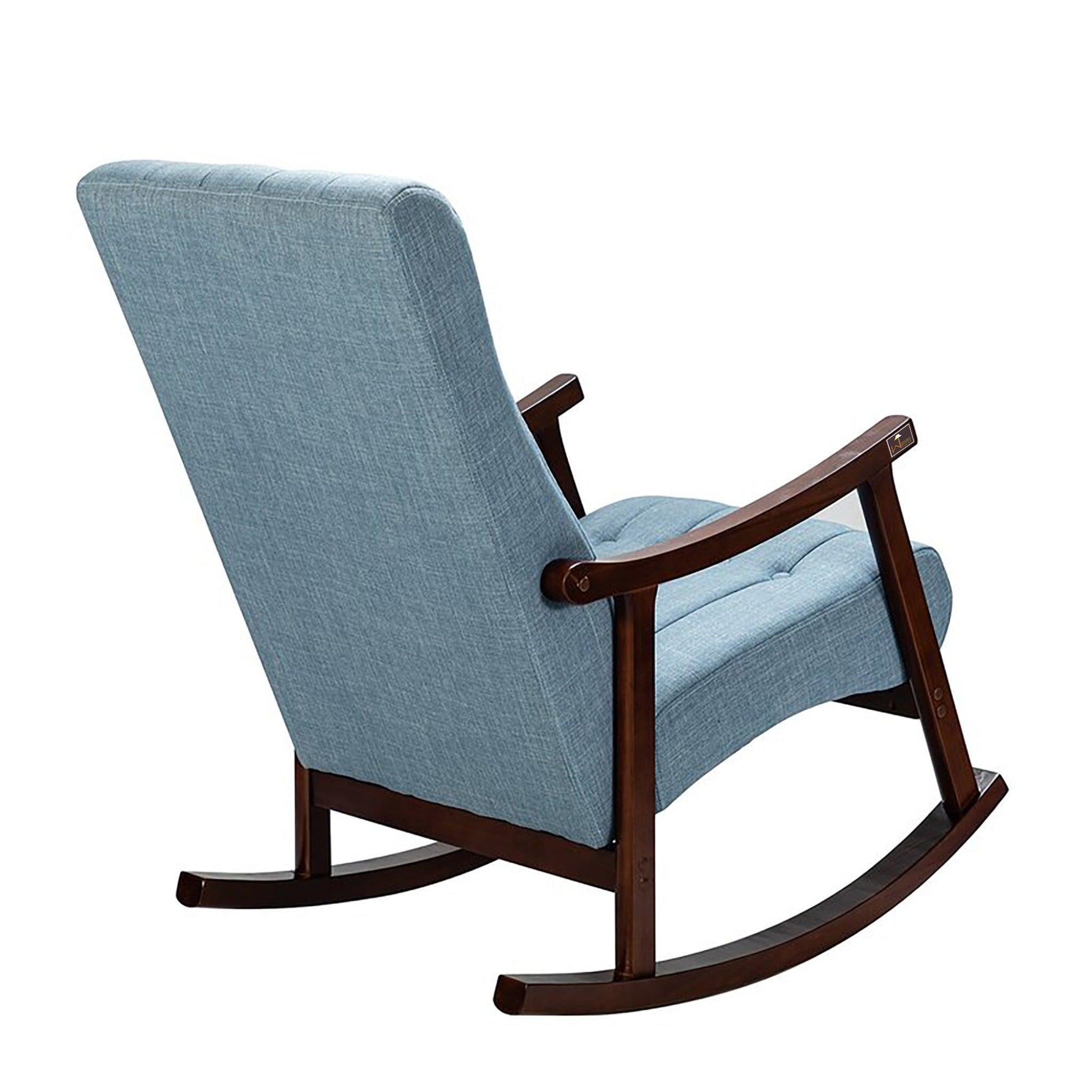 Risco Rocking Chair With Button Tufted Back (Blue) - WoodenTwist