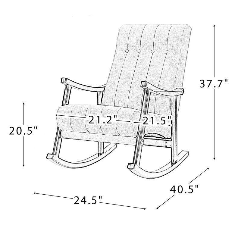 Risco Rocking Chair With Button Tufted Back (Blue) - WoodenTwist